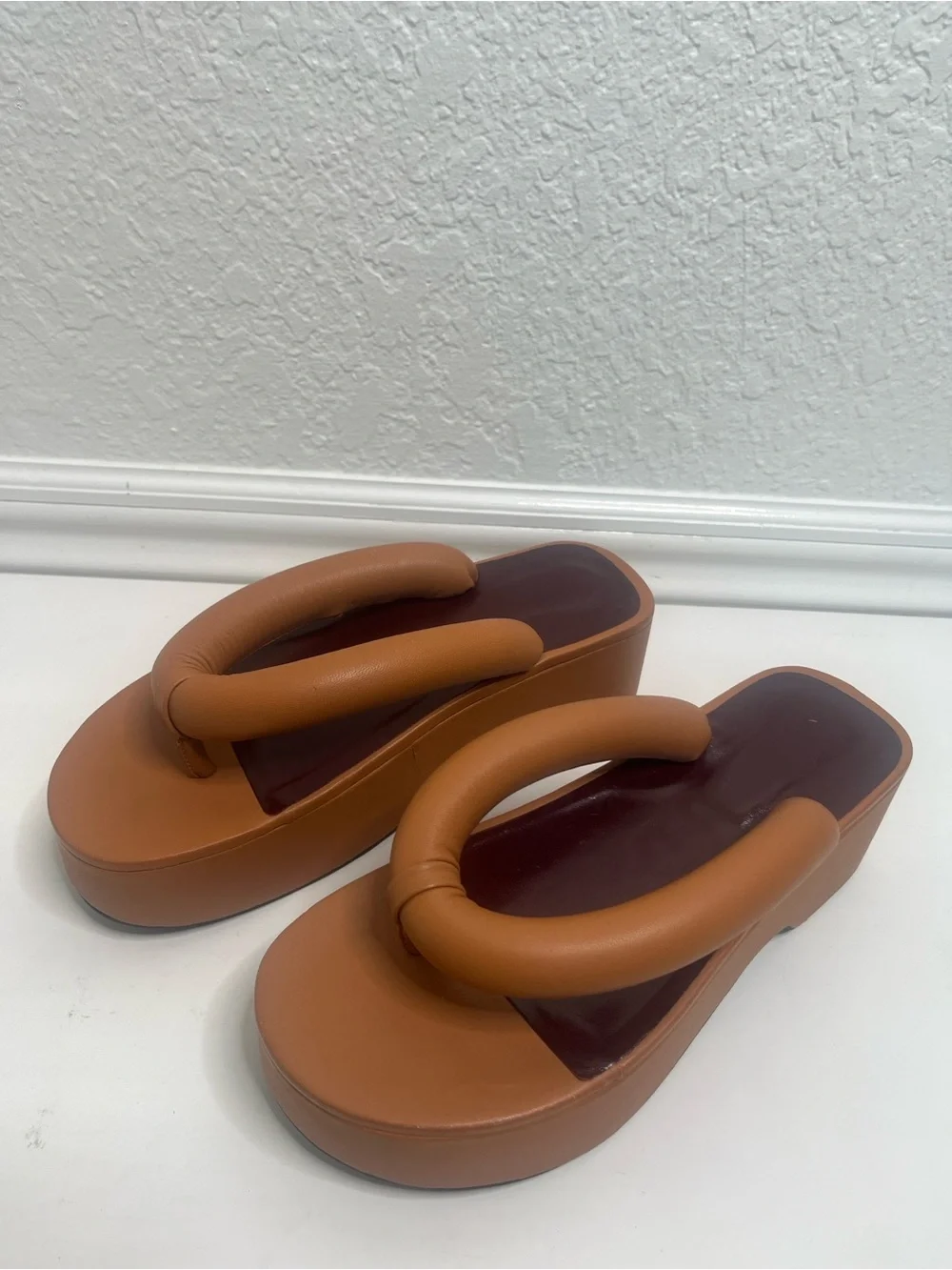 STAUD Rio Platform Sandals in Tawny Size 39